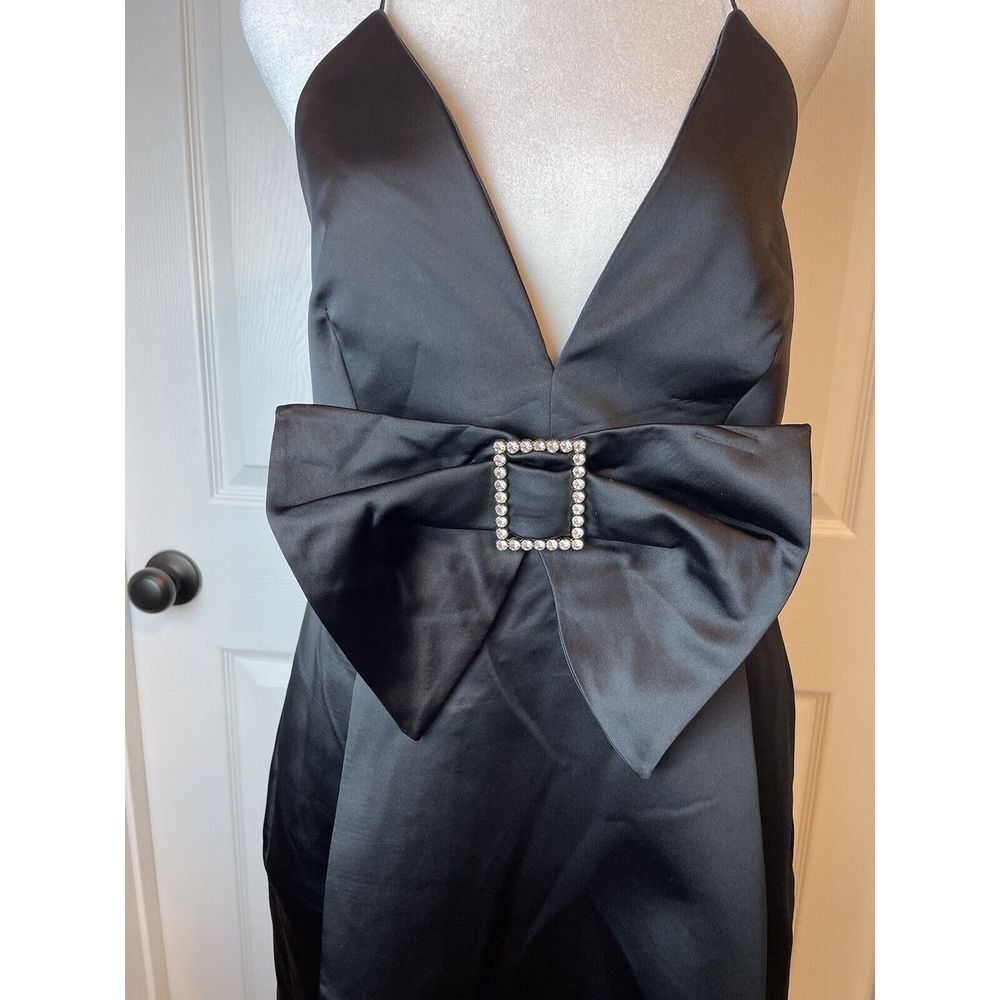 MNG Mango Women's Vestido‎ Cutie Mini Dress Size 8 NWT BLACK  Pockets Lace Up - Picture 9 of 14